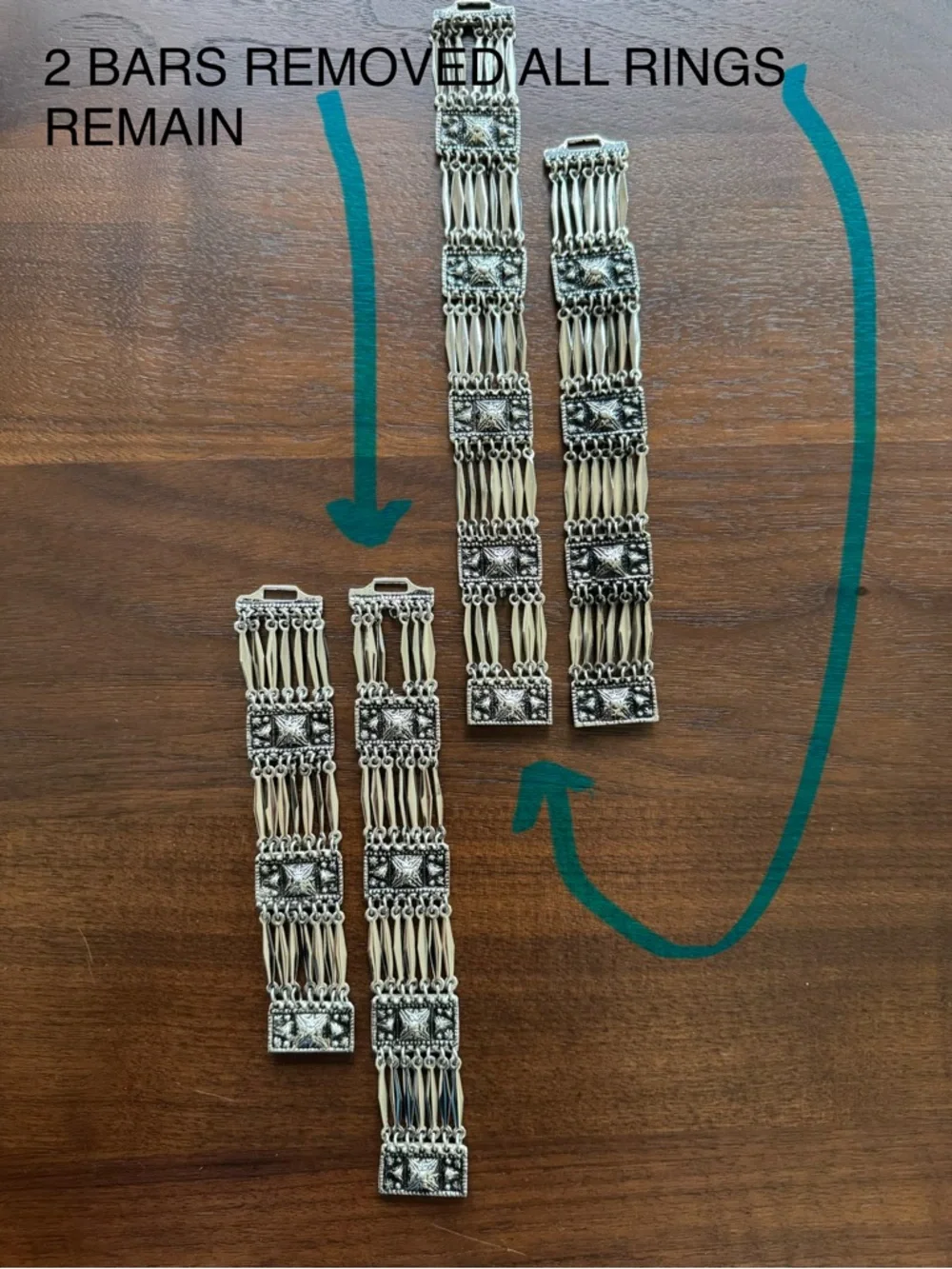 VINTAGE BELT HECHO MEXICO SILVER METAL SECTIONAL PANEL LINKS ARTICULATED 30 1/2”